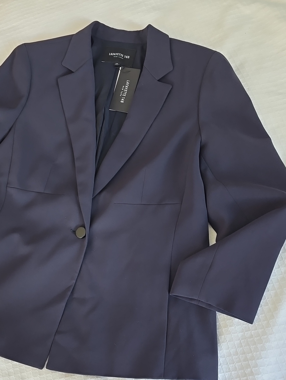 💥Lafayette 148 New York Finesse Crepe Ink Navy Blazer Size 16 NWT $598